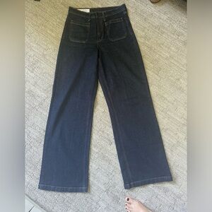 Gap high rise stride dark wash EUC